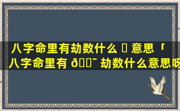 八字命里有劫数什么 ☘ 意思「八字命里有 🐯 劫数什么意思呀」